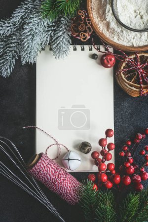 Photo for "Christmas cooking concept. Food and fir twigs background" - Royalty Free Image