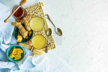 Photo for Ginger detox drink on background - Royalty Free Image