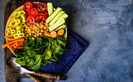 Photo for Close-up shot of fresh organic vegetables on tabletop for background - Royalty Free Image