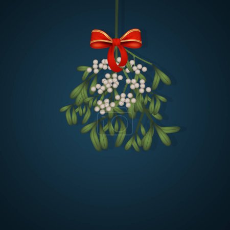 Foto de Illust de muérdago, tarjeta de Navidad festiva hermosa - Imagen libre de derechos