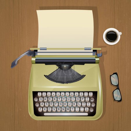 Téléchargez les photos : Illustration de machine à écrire, coloré - en image libre de droit