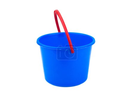Photo for Blue plastic bucket on white background - Royalty Free Image