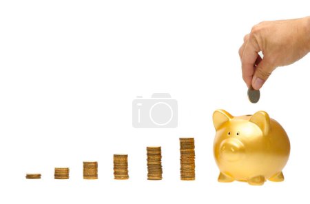 Photo for Golden Piggy Bank close up - Royalty Free Image