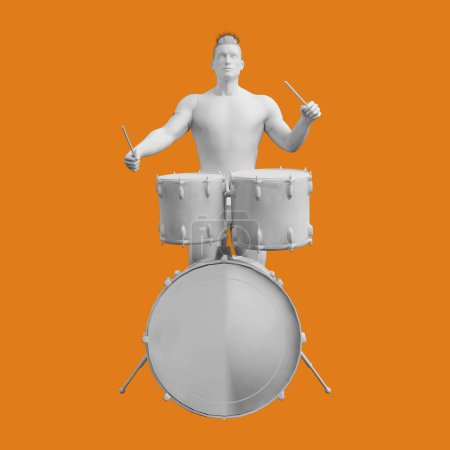 Photo for Drummer Drum Player 3d rendering - Royalty Free Image