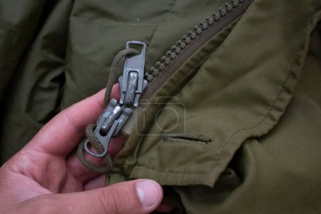 Photo for Old olive jacket close-up view - Royalty Free Image