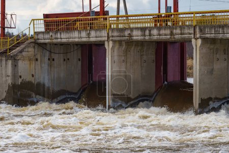 Photo for Hydraulic structure, a dam through which a river flows - Royalty Free Image