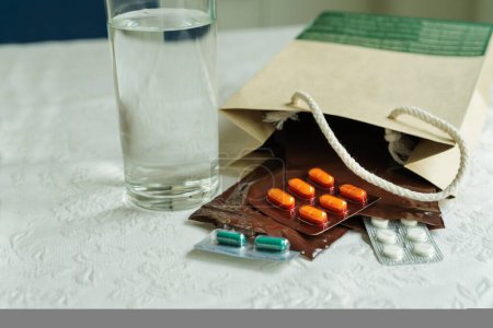 Photo for Prescription order from hospital doctor with medicines, drugs - Royalty Free Image