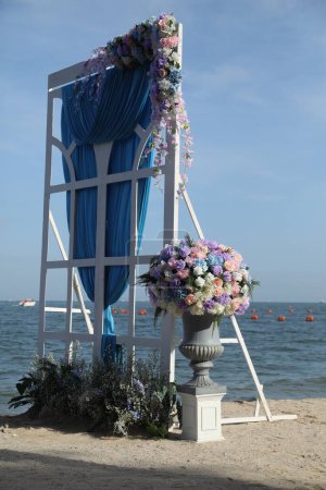 Photo for Flowers decoration over the sea beach - Royalty Free Image