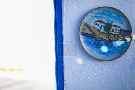 Photo for "Typical blue door with stairs. Santorini island, Greece" - Royalty Free Image