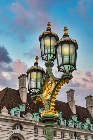 Photo for Ornate Green and Gold Lamps - Royalty Free Image