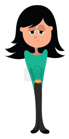 Photo for Shy girl with black hair on white background - Royalty Free Image