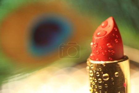 Photo for Red Lipstick close up, makeup cosmetics - Royalty Free Image