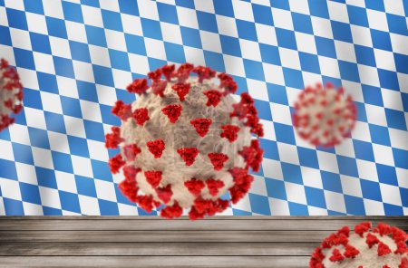 Photo for Flag of bavaria as concept of german Oktoberfest and Coronavirus" - Royalty Free Image