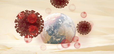 Photo for "world sand dunes concept of Coronavirus 3d-illustration background - Royalty Free Image