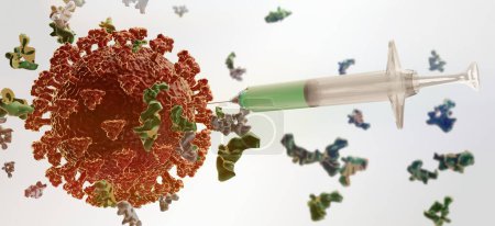 Téléchargez les photos : "concept de vaccination. seringue et Coronavirus 3d-illustration " - en image libre de droit