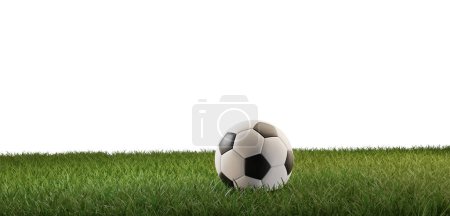 Photo for Soccer ball 3d-illustration green soccer field - Royalty Free Image