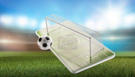 Téléchargez les photos : Téléphone portable ballon de football 3d-illustration - en image libre de droit