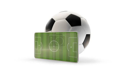 Téléchargez les photos : Téléphone portable ballon de football 3d-illustration - en image libre de droit