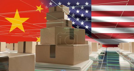 Foto de China EE.UU. paquetería postal logística envío paquetes 3d-ilustración - Imagen libre de derechos