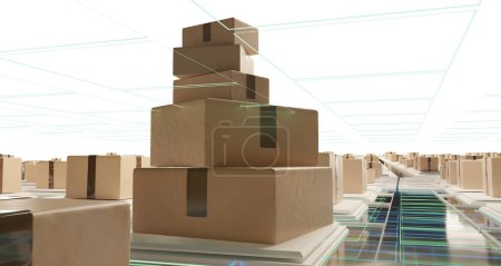Photo for Isolated white postal parcel logistics shipping parcels 3d colorful illustration - Royalty Free Image