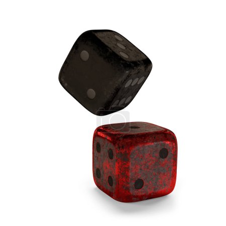 Photo for Dirty damaged dices. 3d-illustration - Royalty Free Image