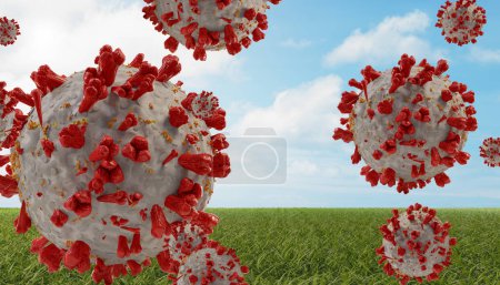 Téléchargez les photos : "ciel de prairie extérieur et virus COVID-19 Coronavirus - en image libre de droit