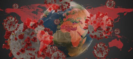 Foto de "global rojo mundial mundial Coronavirus COVID-19 background - Imagen libre de derechos