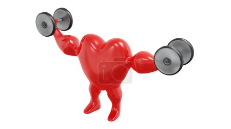 Téléchargez les photos : Santé coeur concept fort, Santé mascotte levage poids - en image libre de droit