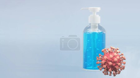 Photo for "Medical disinfect with cleaner Alcohol gel and coronavirus - Royalty Free Image