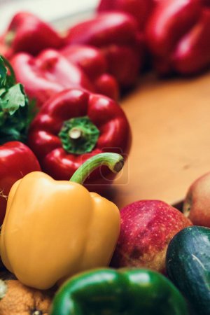 Photo for Red and yellow peppers, close up - Royalty Free Image