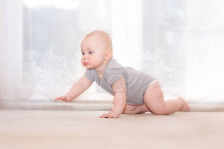 Téléchargez les photos : Un bébé apprend à grimper - en image libre de droit
