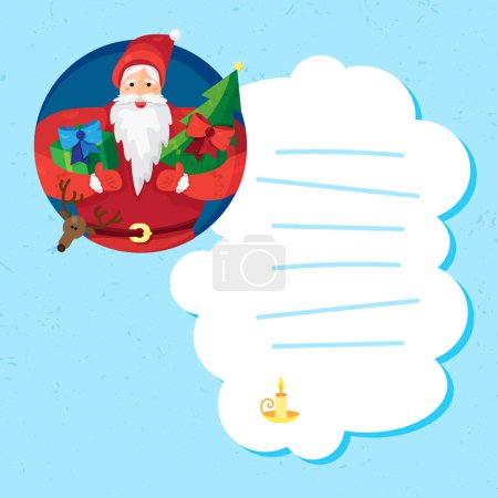 Téléchargez les photos : Carte de noël avec illustration du Père Noël - en image libre de droit