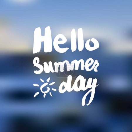 Téléchargez les photos : Bonjour Summer Lettering, illustration colorée - en image libre de droit