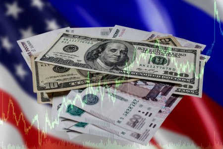 Téléchargez les photos : Calendrier des changements dans le dollar américain et le rouble russe. Russ ! - en image libre de droit