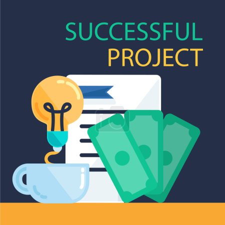 Photo for Successful Project Banner and money on background - Royalty Free Image