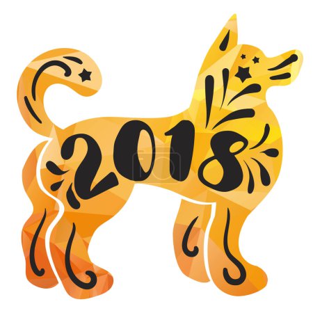 Photo for Happy New 2018 Year Lettering with dog silhouette - Royalty Free Image