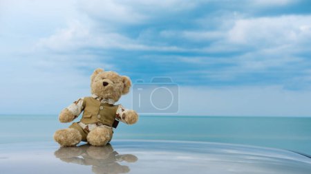 Téléchargez les photos : Ours en peluche sur la plage - en image libre de droit