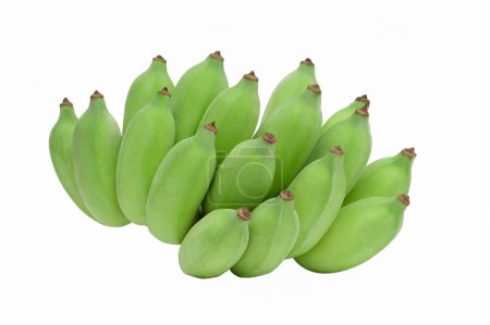 Téléchargez les photos : Bananes vertes sur fond blanc - en image libre de droit