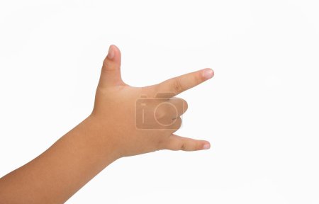 Foto de Mano mostrando gesto aislado sobre fondo blanco - Imagen libre de derechos