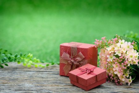 Photo for Close-up shot of decorated gift boxes for festive background - Royalty Free Image