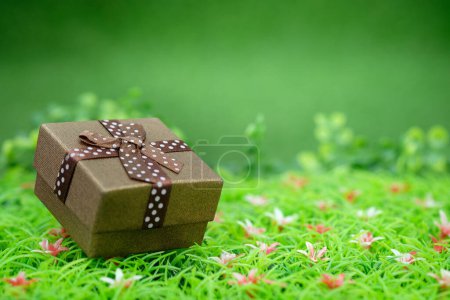 Photo for Close-up shot of decorated gift box for festive background - Royalty Free Image