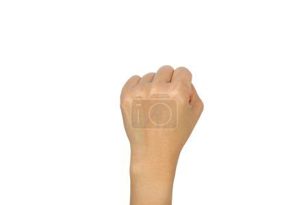 Photo for Hand making a fist on white - Royalty Free Image