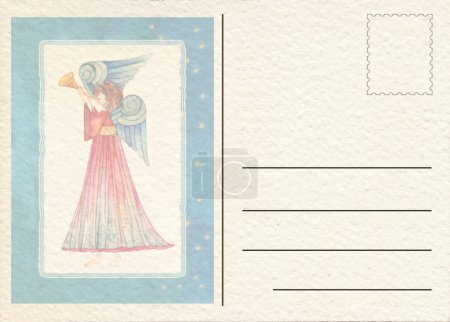 Photo for Angel, Hand drawn back postcard - Royalty Free Image