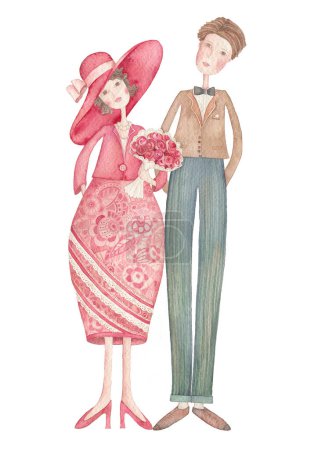 Téléchargez les photos : Mariage couple, illustration colorée - en image libre de droit