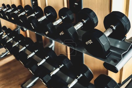 Photo for Rows of dumbbells close up - Royalty Free Image