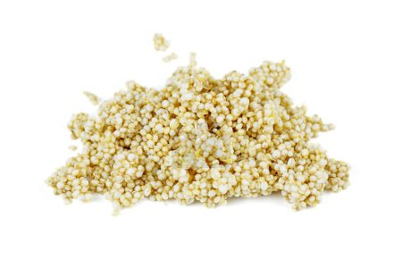 Téléchargez les photos : Graines de quinoa germées sur fond blanc - en image libre de droit