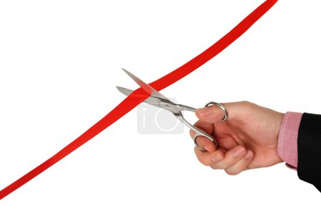 Photo for Grand opening cutting ribbon close up - Royalty Free Image