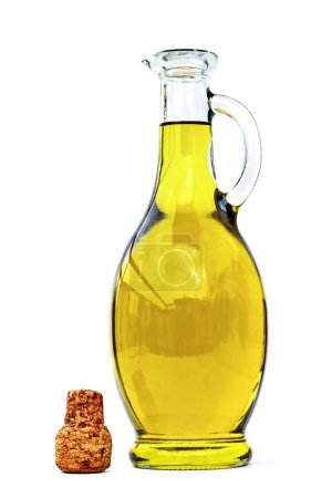 Téléchargez les photos : Bouteille d'huile d'olive sur fond blanc - en image libre de droit