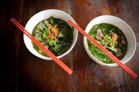 Photo for Cambodian Noodle Soup top view - Royalty Free Image