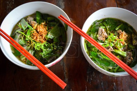 Photo for Cambodian Noodle Soup top view - Royalty Free Image